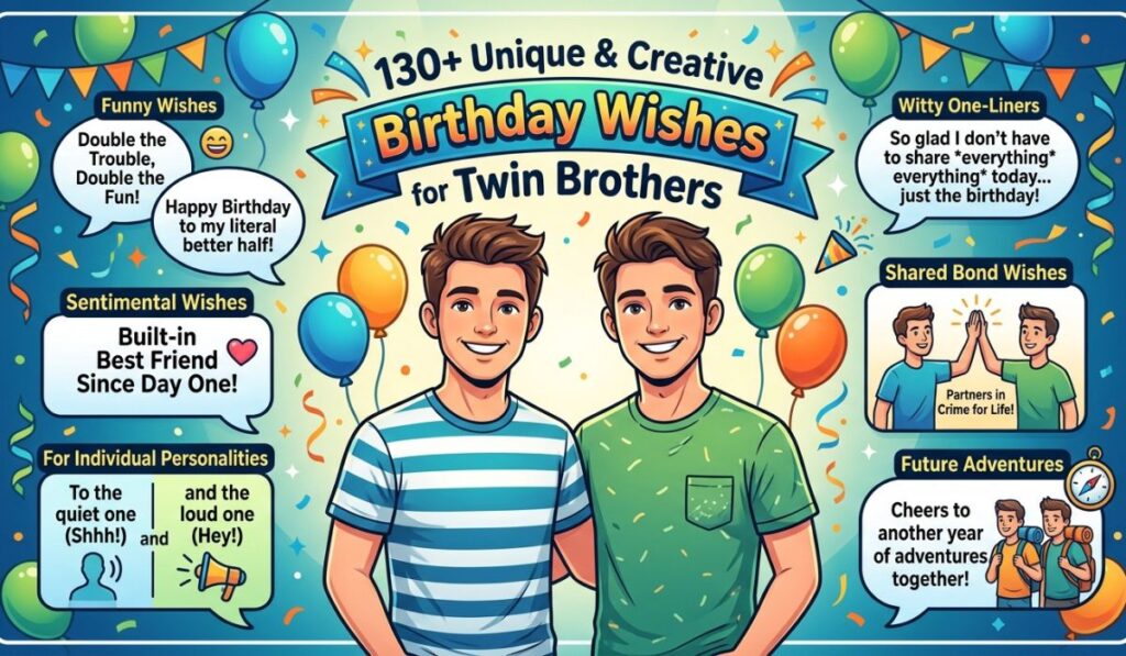 130+ Unique and Creative Birthday Wishes for a Twin Brothers